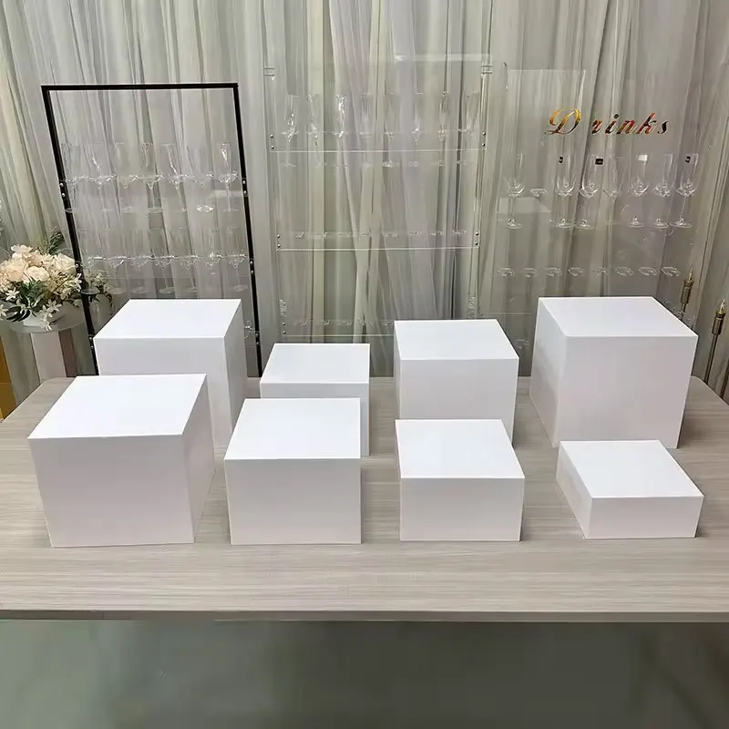 food riser luxury hotel cubic decorative set stackable transparent white black acrylic stands food display risers for food