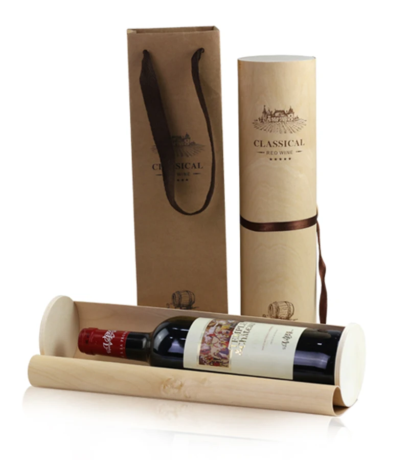 customized  DIY Wood Bark wooden wine boxes single wooden gift box