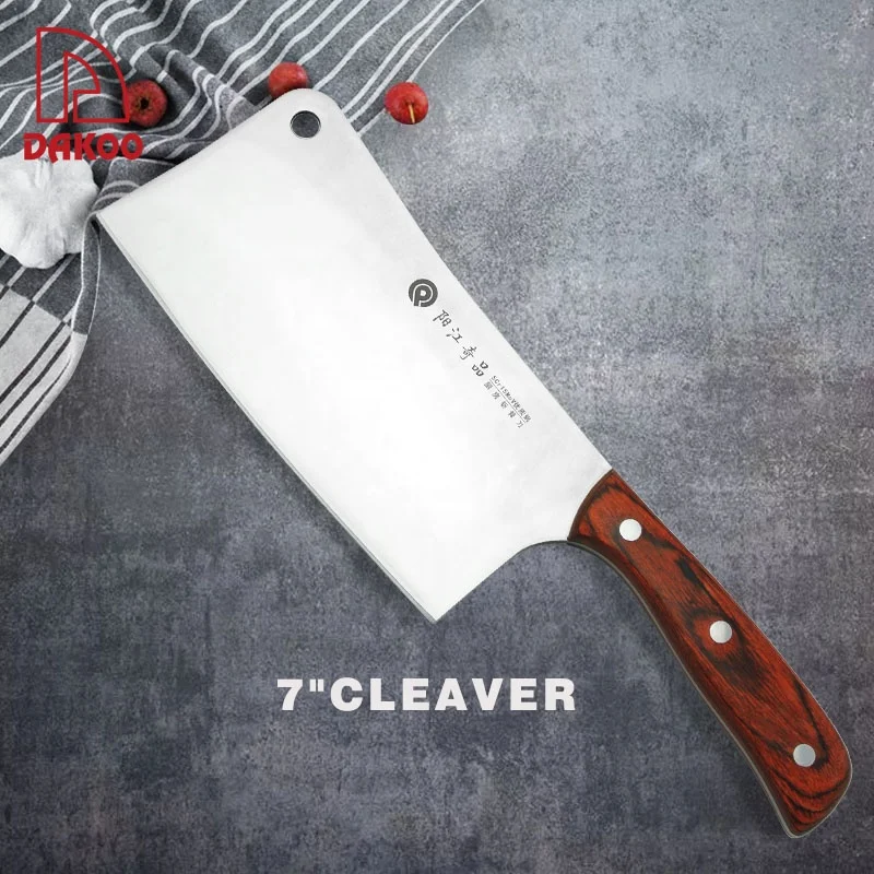 Yangjiang 7 inch Cleaver Red Color Molybdenum Vanadium Steel Chopping Knife Chinese kitchen knife