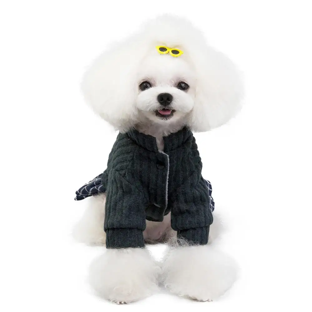 Cute Bear And Flower Pattern Dog Winter Dress Warm Clothes For Small Dogs