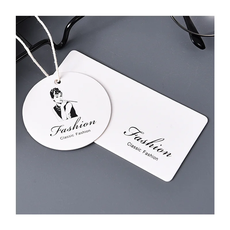 Thick High quality Eco friendly paper clothing labels Swing tags  Custom Logo shape and color hang tags