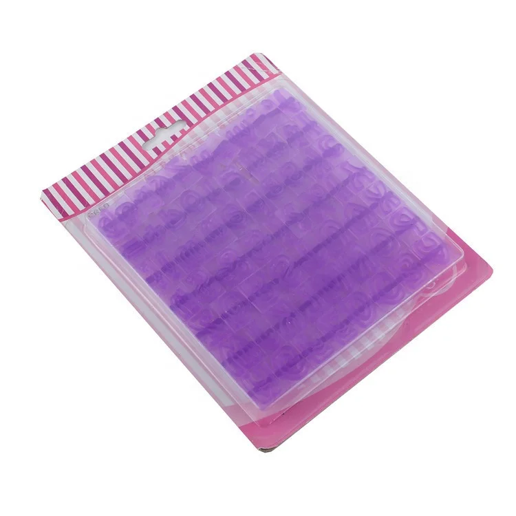 High Quality OEM DIY 3D Three Szie Bake Accessories Purple Cake Moulds Arabic Shape Handpress Plastic Cookie Cutter With Card