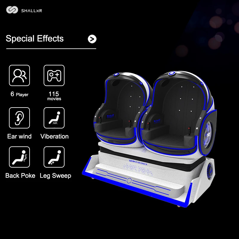 ShallxR Virtual simulator 9d Cinema Vr Roller Coaster Chair 9dvr Electric egg chair 9d vr flight simulator