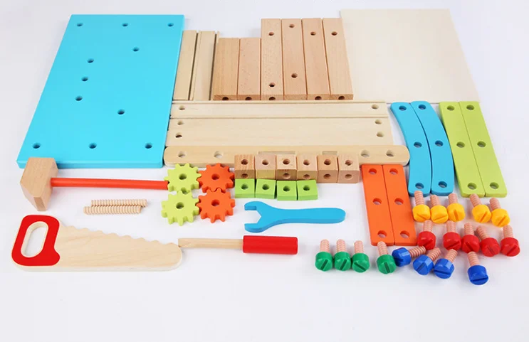 New style hot selling outdoor garden wooden tool bench toy tool set pretend play wood tool kit toys for kids