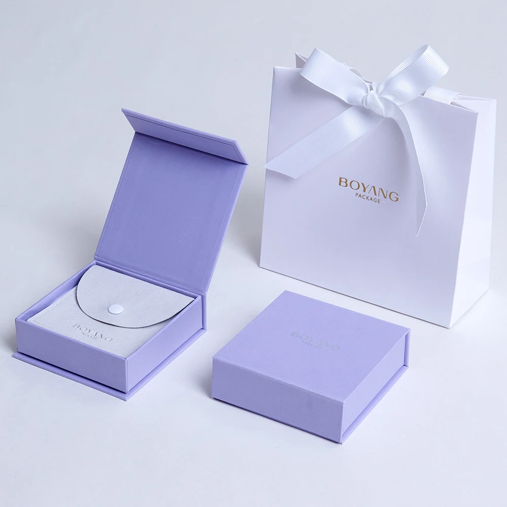 Boyang Custom Made Book Style Magnetic Closure Jewelry Set Box Packaging