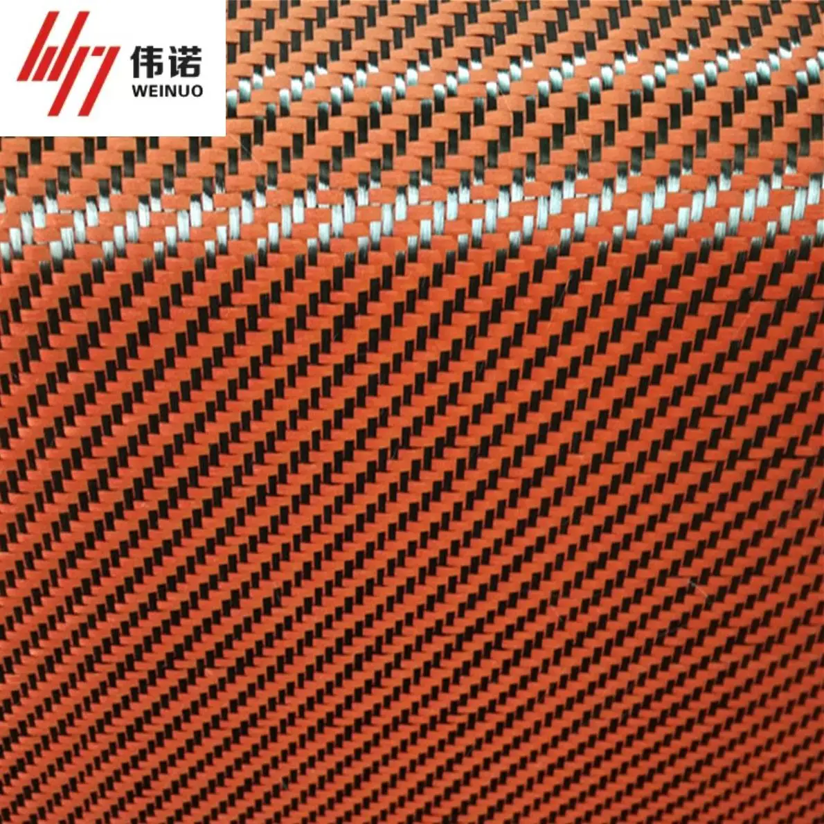 New Design Cut-Resistant 210g Orange Kevlar and Carbon Fibre Blended Fabric for Aerospace Chemical Industrial Use