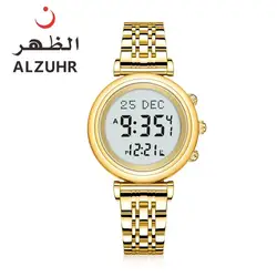 Al Fajr Azan Digital Ladies Islamic Watch Muslim Prayer Time Azan Qibla Black Color Relojes Watches ALZUHR506