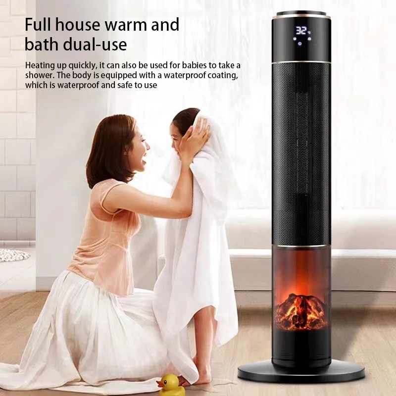 220-240V 50Hz 2000W flame PTC Ceramic two heat settings Fan Heater with 8 hours timer for home
