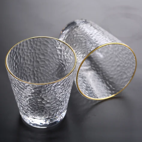 Gold Rim glassware Wholesale  spray color glass cup decorative juice drinking glass tumbler
