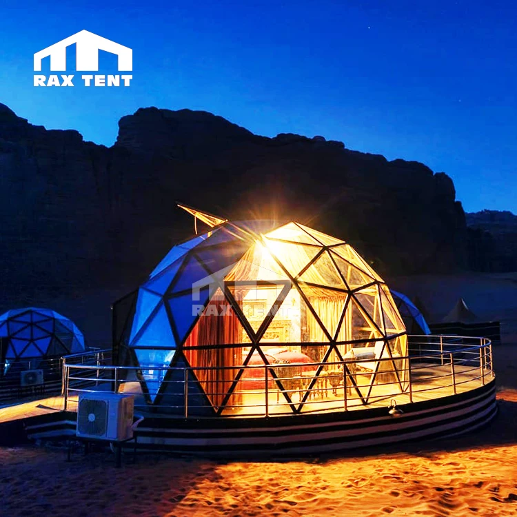 
China manufacturer yurt tent aluminum glass dome tent glass dome house for family resort and hotel in Jordan desert best sale 
