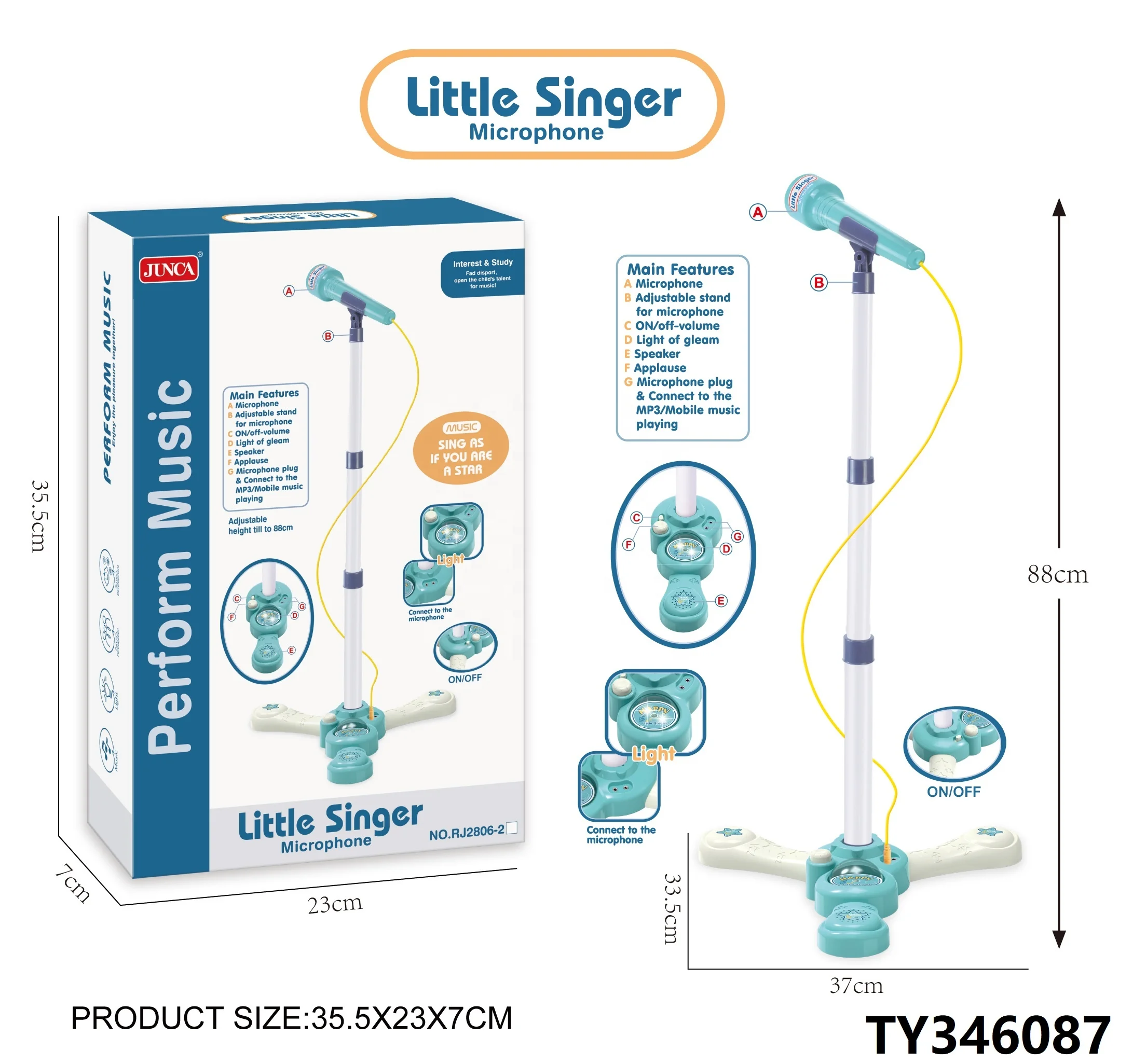 New Item Kids Karaoke Machine Adjustable Stand Electric Microphone for Kids