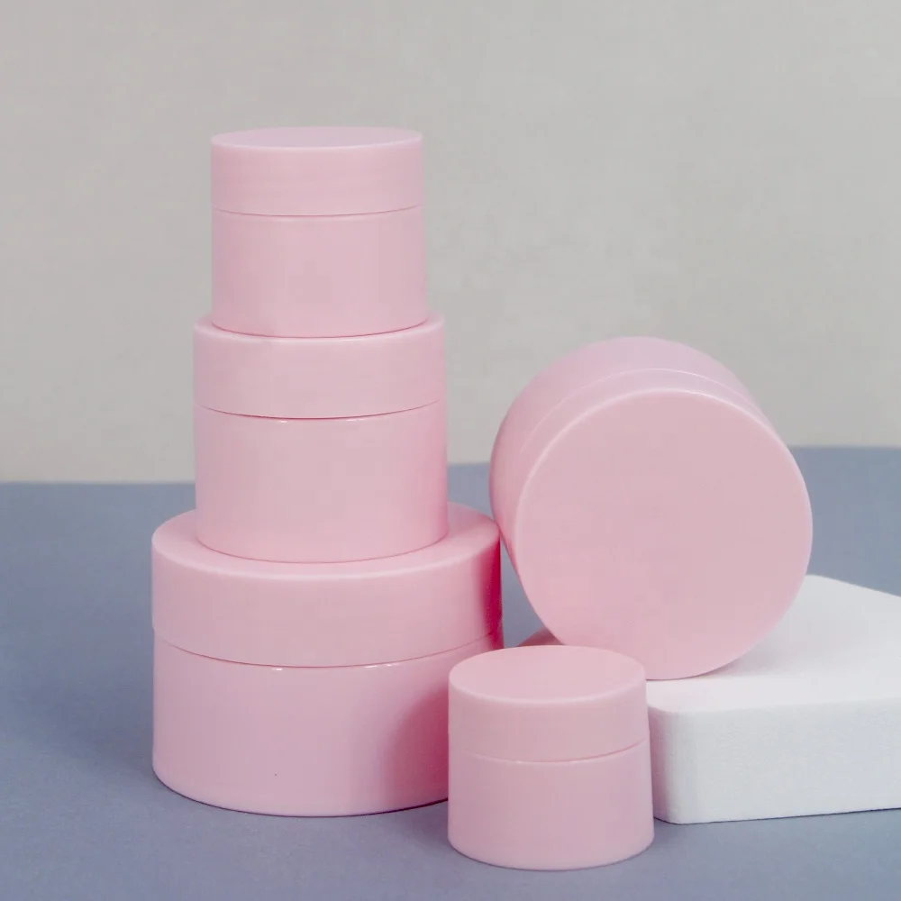 Custom Silk Printing PP Matt Pink Blue Black White Plastic Cosmetic Cream Jar