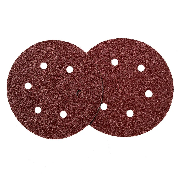 6 Inch (150mm)  6 Holes Aluminum Oxide Coating Abrasive Paper Hook and Loop Sanding Discs Orbit Sander Round Paper for Wood