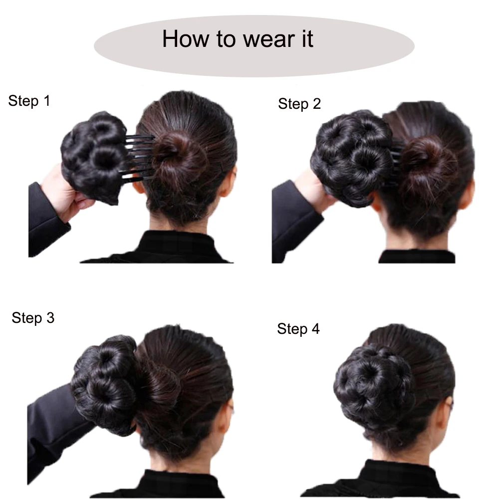 Women and Girls Curly Scrunchie Chignon with Rubber Band Synthetic Hair Ring Wrap on Messy Hair Bun Ponytails Western OEM Ombre