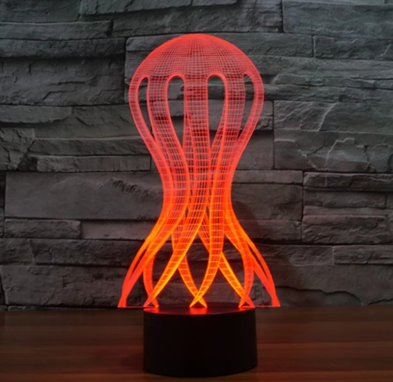 hot selling jellyfish shape acrylic 3D illusion night light