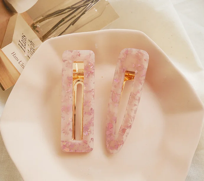 Fashion Hollow Pearl Elegant HAIR CLIPS Hair Accessories Golden Flakes Acetate Hair Clip FOR Girl