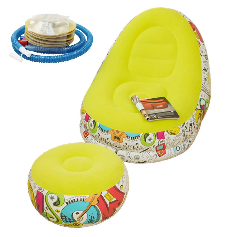 Modern Waterproof PVC Foldable Lounge Single Air Inflatable Lazy Relaxing Chair Furniture Living Room Sofas Beds