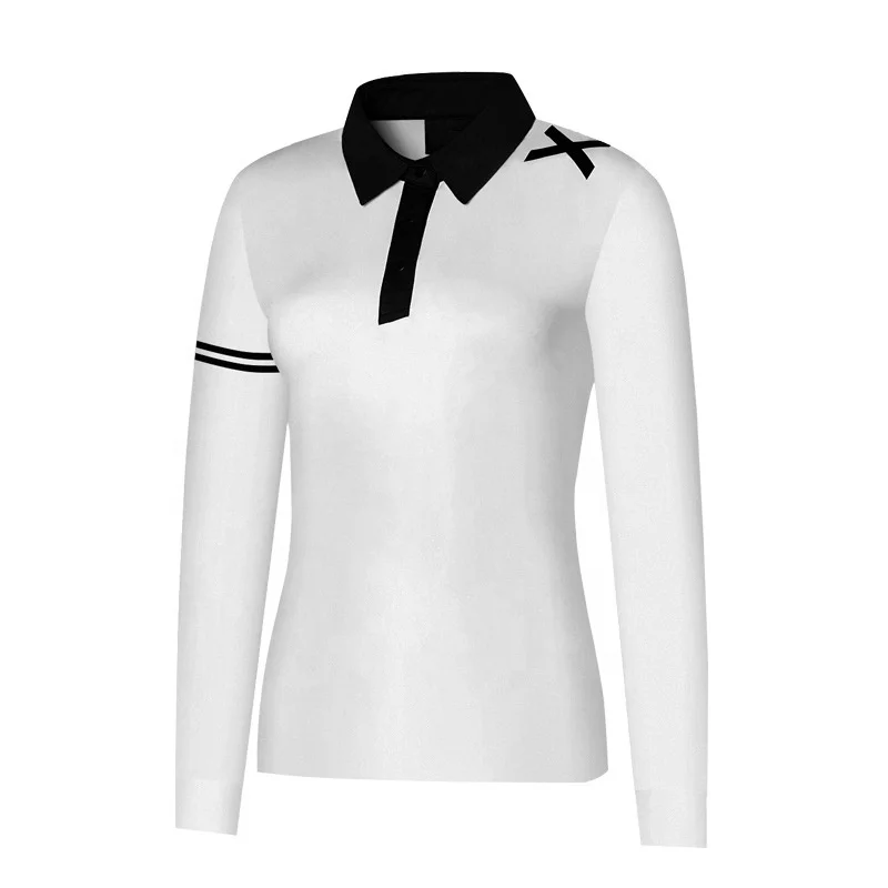 OEM Custom Women Golf Apparel Women Long Sleeve Polo Shirts Quick Dry Polyester Spandex Polo Shirt