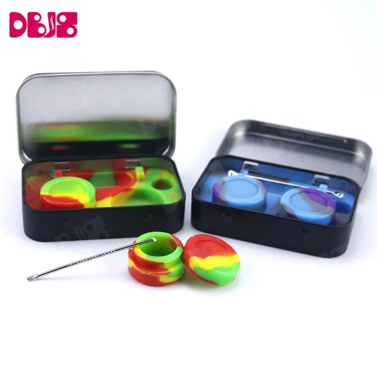 
Tin Rubber Cigar Case Stash Box Silicone Dabs Jar Wax Container Weed Smoking Accessories 