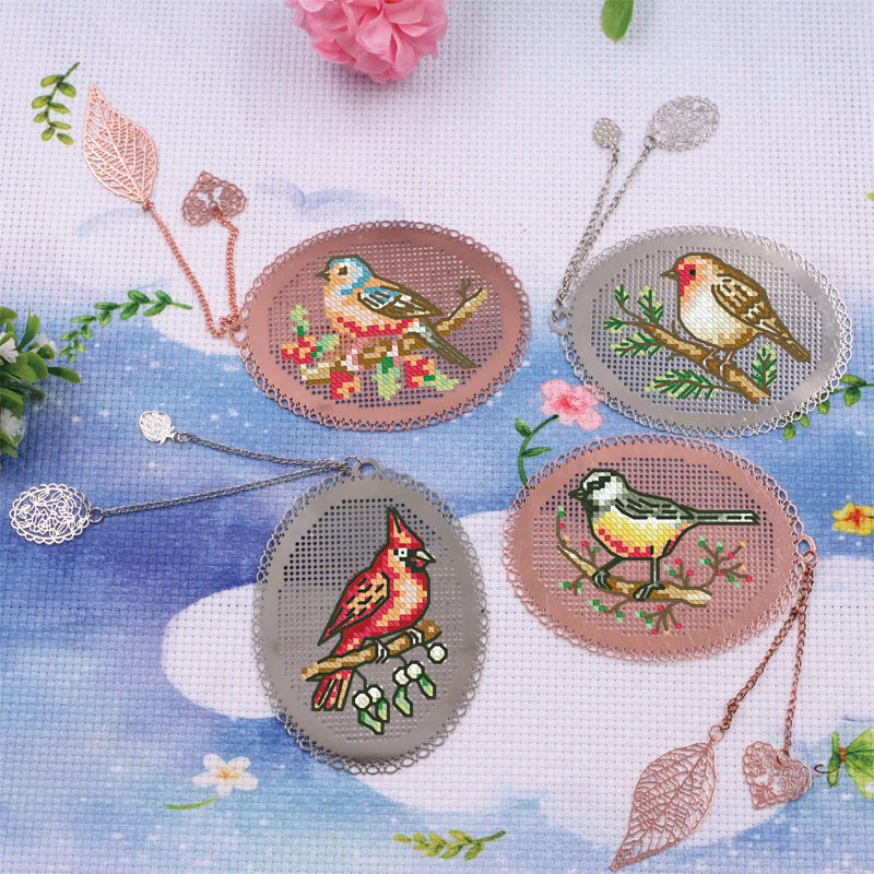 
DIY Craft Stich Cross Stitch Bookmark Metal Silver Golden Needlework Embroidery Crafts Counted Cross-Stitching Kit 