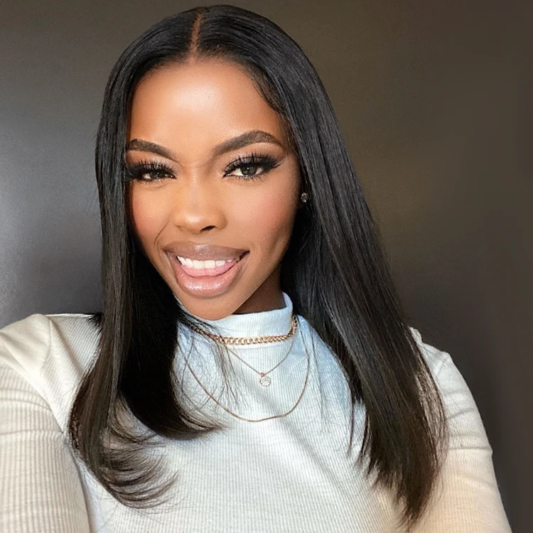 Forcuteu регулируемый длинный выровнять Virgin с прямыми Швейцарский прозрачный кружевной передний парик из человеческих волос для чернокожих женщин