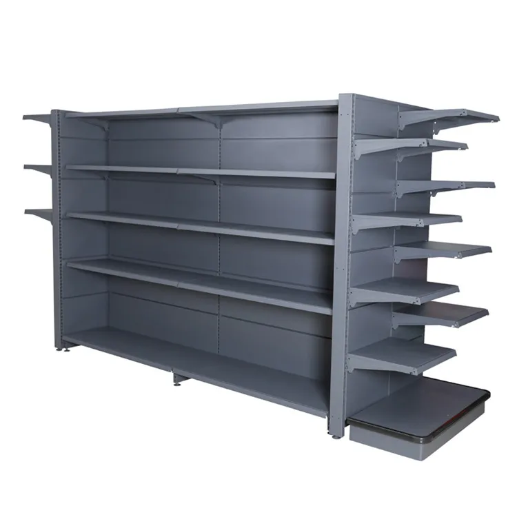 Стеллаж для суперкосметических магазинов двухсторонний супермаркетов черные полки гондолы по заводской цене