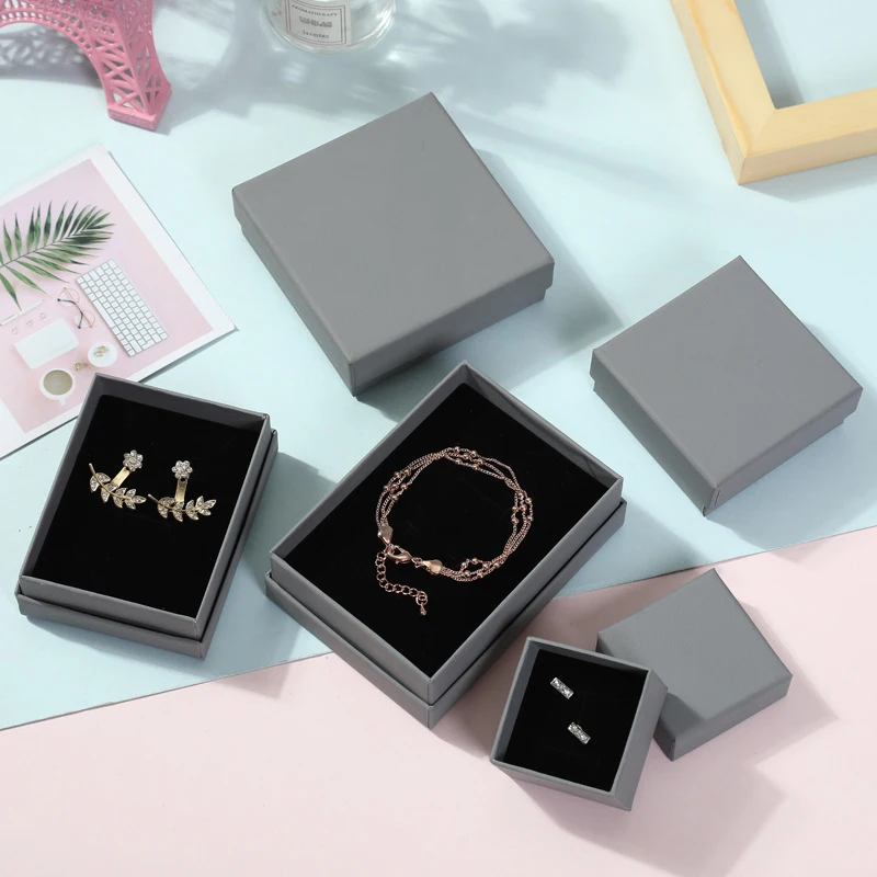 Wholesale Ring Necklace Box Paper Trinket Box Small Jewelry Organizer Earring Package Box