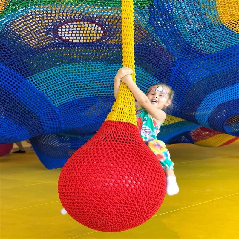 Handmade rope nets woven swing with soft ball