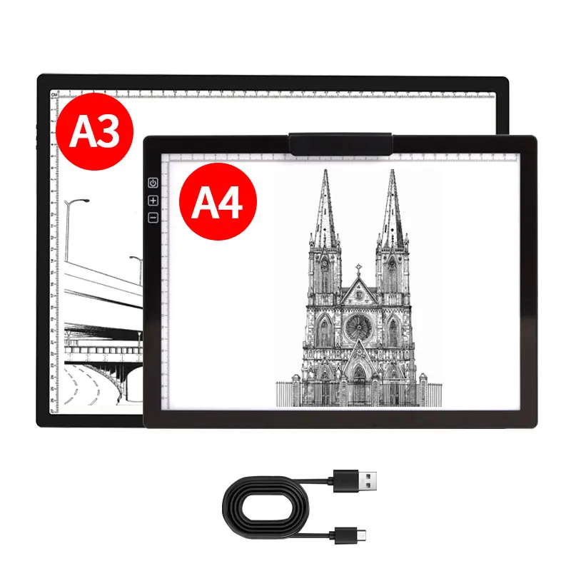 Learning Letter Architectural Kids Children Cartoon 6 Level Dimmabl Light Up Drawing Box Copying Led Tracing Board