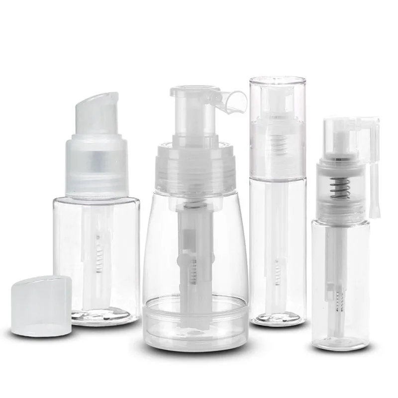60ml 80ml 120ml clear color powder sprayer empty plastic talcum dry powder spray bottle with pump sprayer