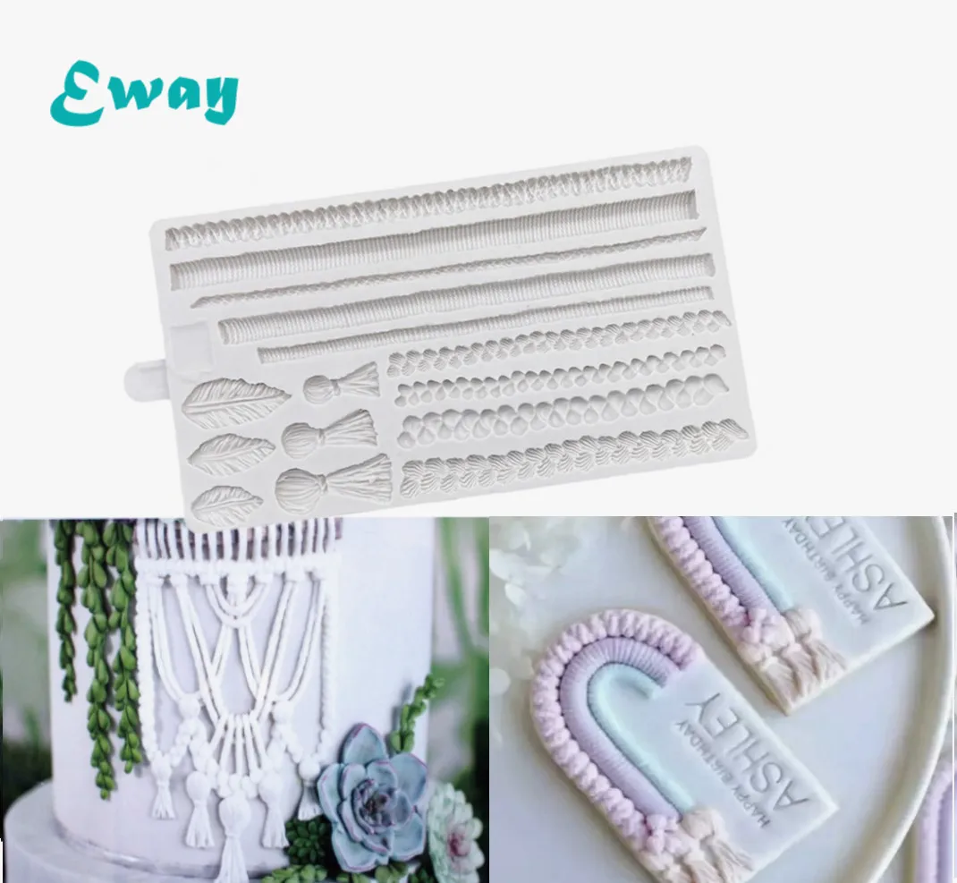 Long Rope and Knots Fondant Silicone Mat for Wedding Party Cake Border Decorating Cupcake Gum Paste Sugar Craft Candy molds