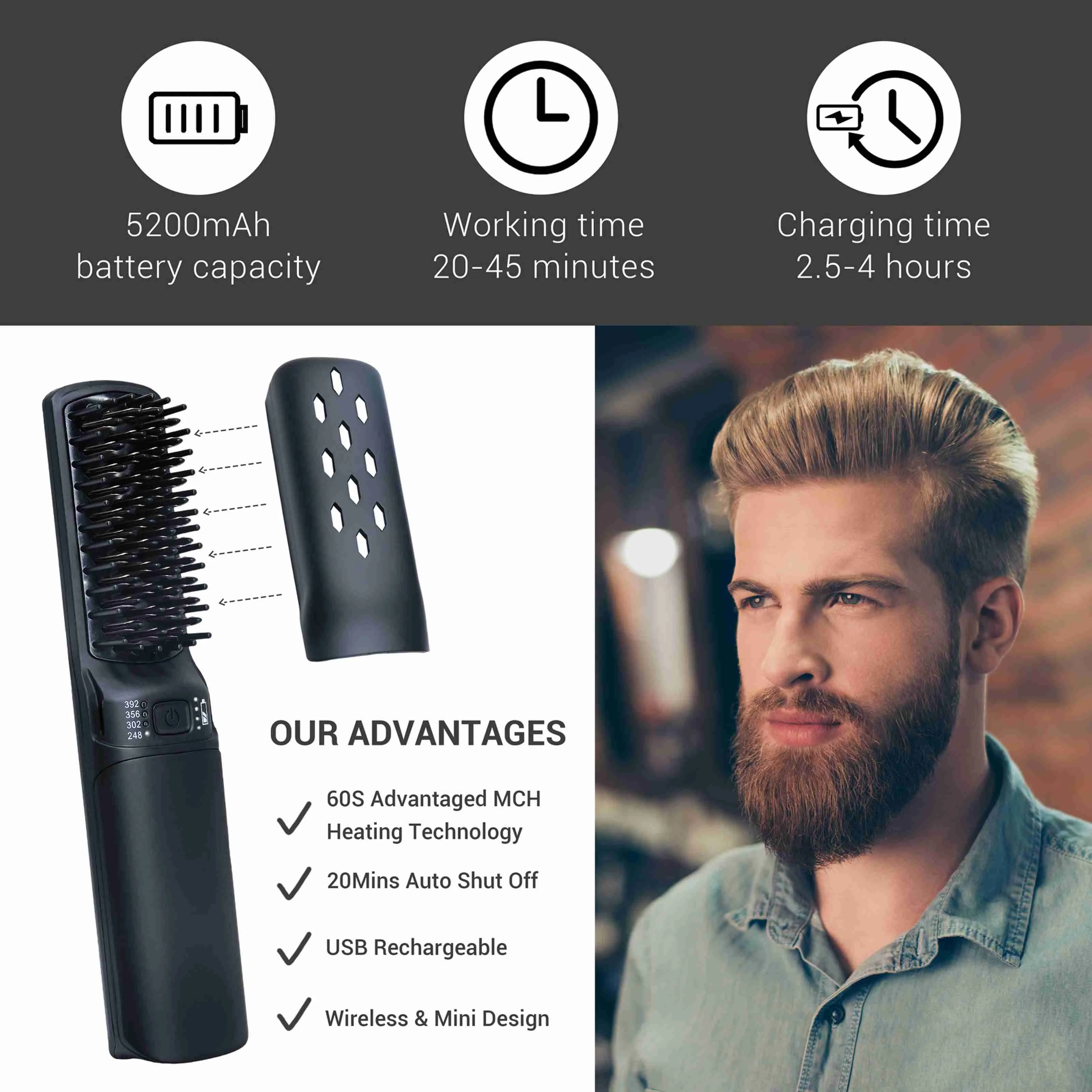 Hair Brush Private Label Flat Iron Hot Comb Electric Comb One Step Hair Dryer Fast Hair Straightener Brush Hot Air Brush