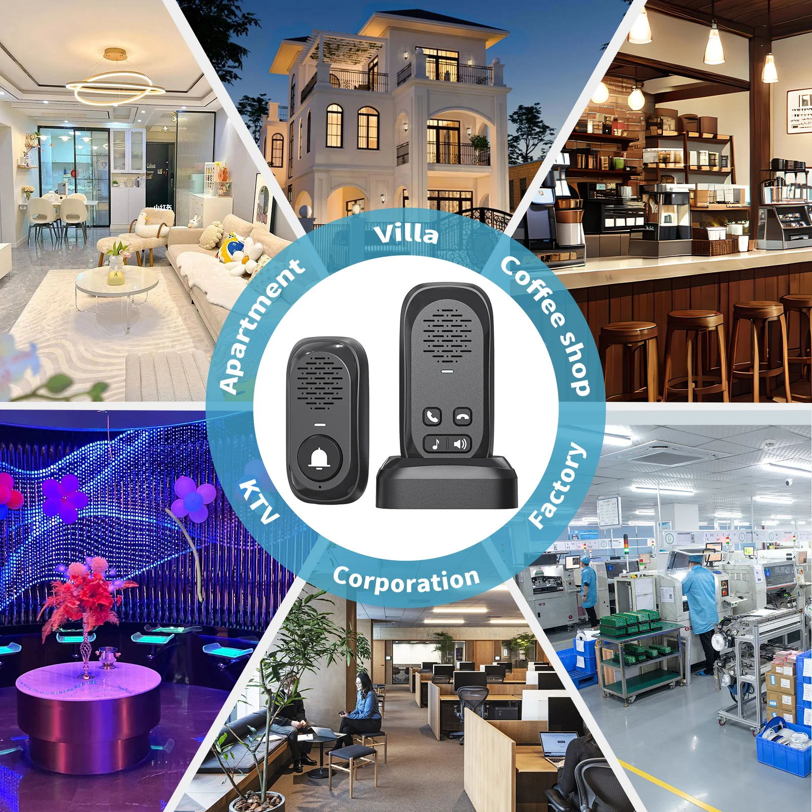 Doorbells, Full Duplex Intercom Wireless Doorbell wireless voice intercom doorbell phone ultra-long distance