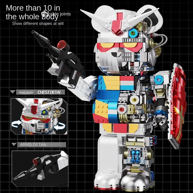 188002  1681PCS Violet Bear Figure Action Toy Building Assembly Block Small Particles Plastic Diy Robot Toys Kids Building Bloc