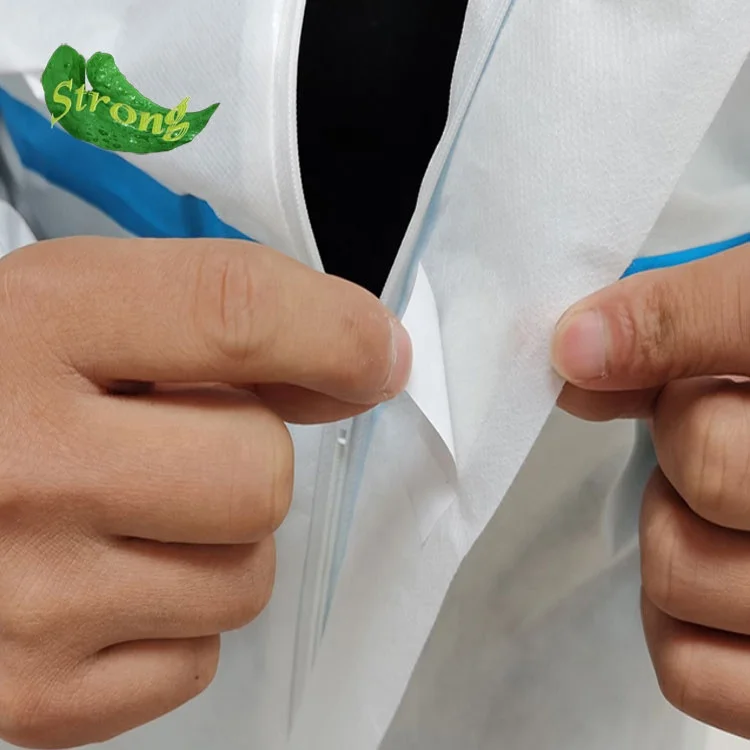 
coverall suit Chemical liquid and mining plastic clothing/coverall with elastic wrist band 