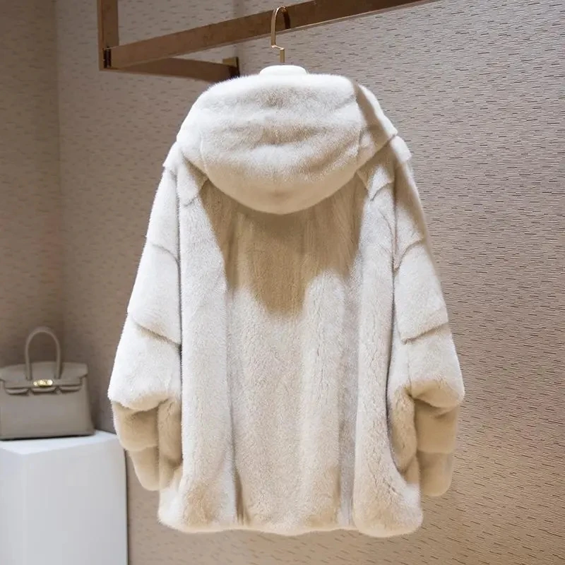 Good Price Luxury Natural Women Genuine Mink Fur Chinchilla Rabbit Fur Coat Stand Collar Winter Warm Fur Coat