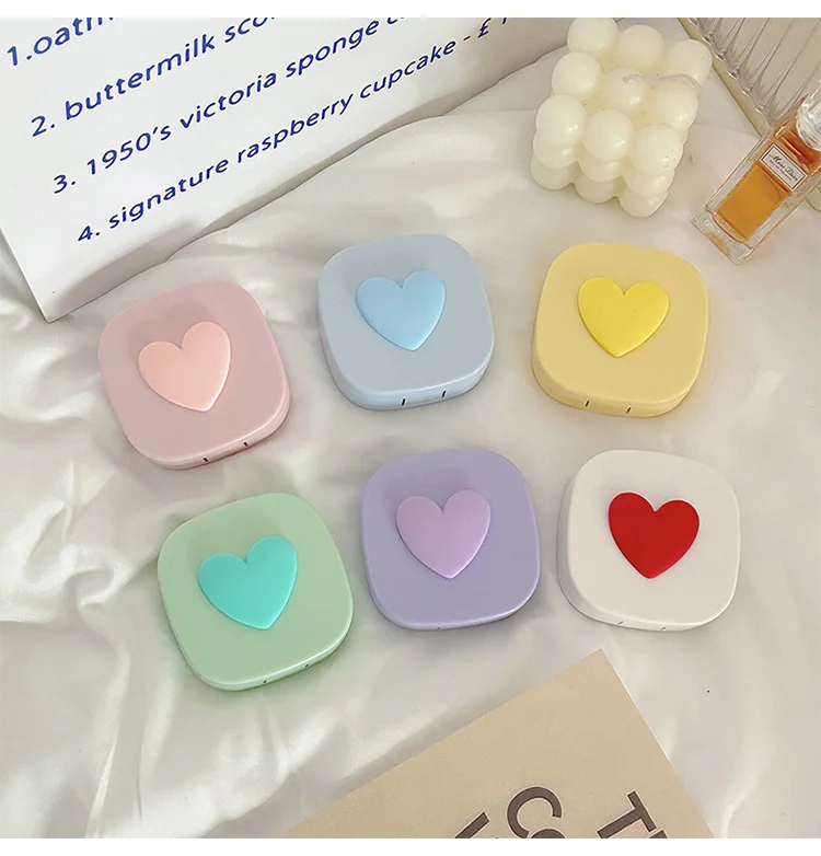 Wholesale Mini Square Plastic Contact Lens Case Box Colored Travel Eyeglasses Case with Easy Carry Mirror Storage Portable Kit