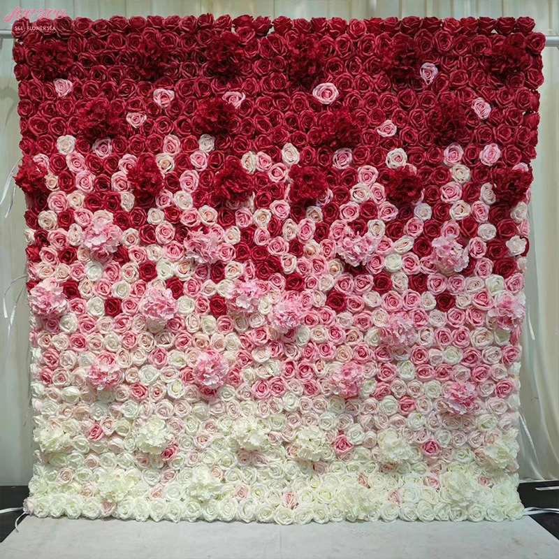 2024 New Product Ideas Wedding Rose Flower Wall Backdrop Artificial Flowers House Party Event Stage Background Decoration.