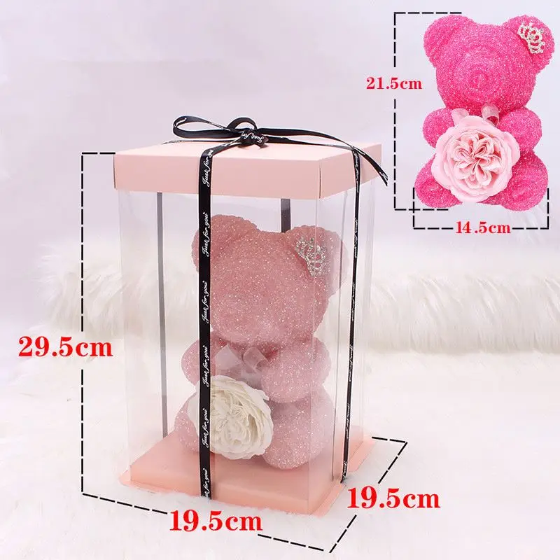 Hot Sale Diamond Studded Rose Teddy Bear Shiny Lovely Boxed Gift Wholesale Price Valentines Diamond Bear