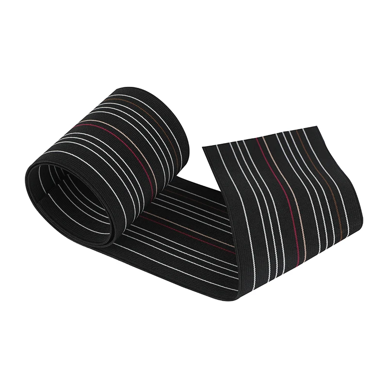 
Custom wholesale fashion super wide stretch jacquard striped webbing 