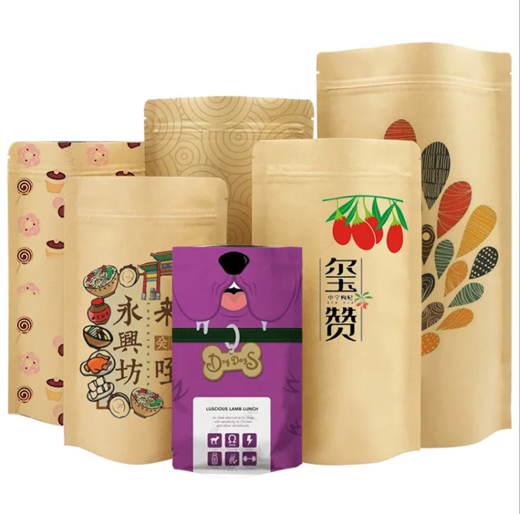 
custom logo reusable snack bag stand up pouch food ziplock Paper Pickle kimchi packaging bag 