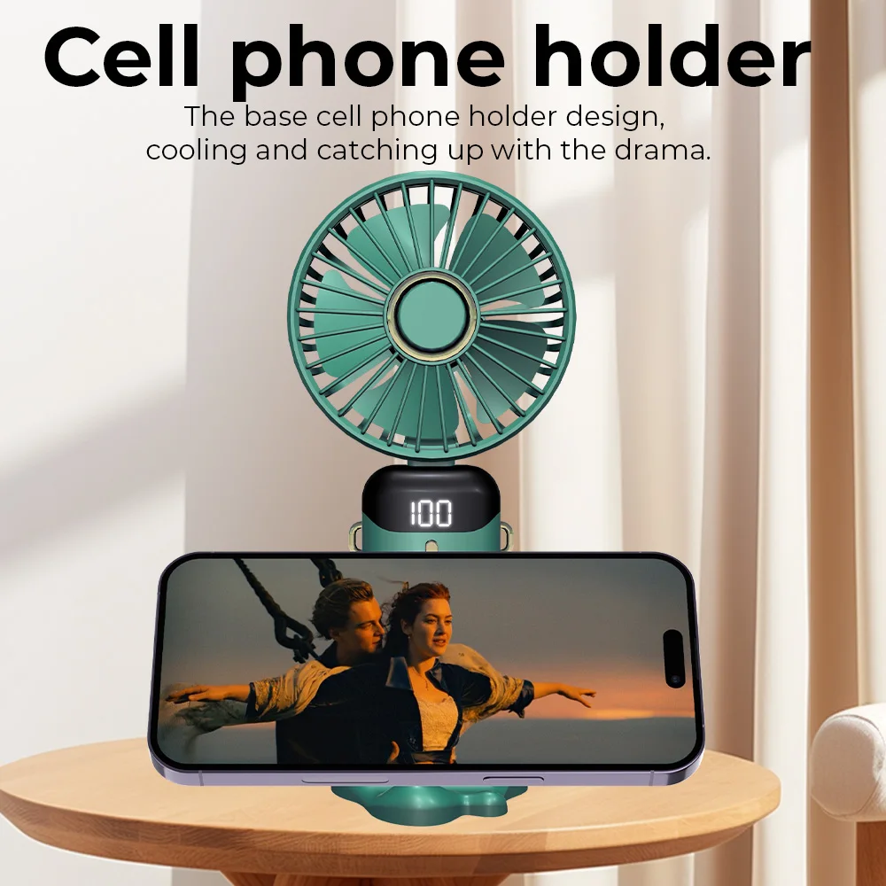 IFINE Beauty USB Rechargeable Handheld Cooling Fan Digital Display Bladeless Folding Hanging Neck Portable Mini Fan