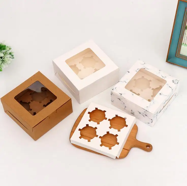 Nude color kraft paper square bakery pastry food cake boxes 10 x 10 x 5 wholesale