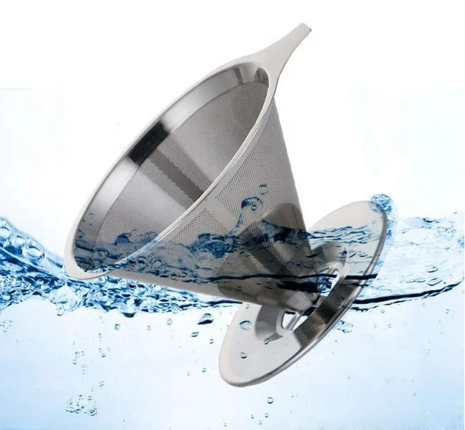 2024 new 125 mm size silicone ring honeycomb stainless steel dripper coffee maker,reusable stainless steel filter coffee dripper