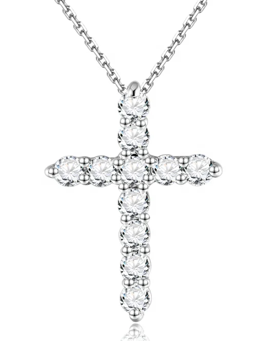 Megan wholesale price Jewelry Necklace 925 Sterling Silver white moissanite diamond cross shape necklace  Women good fashion