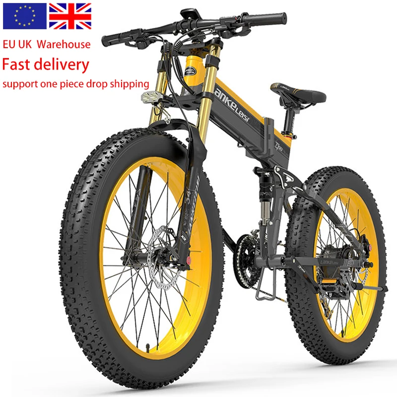 LANKELEISI XT750PLUS 1000 Вт Электрический велосипед 48v 17.5ah 26 дюймов складные с толстыми покрышками электровелосипед 27 скорость