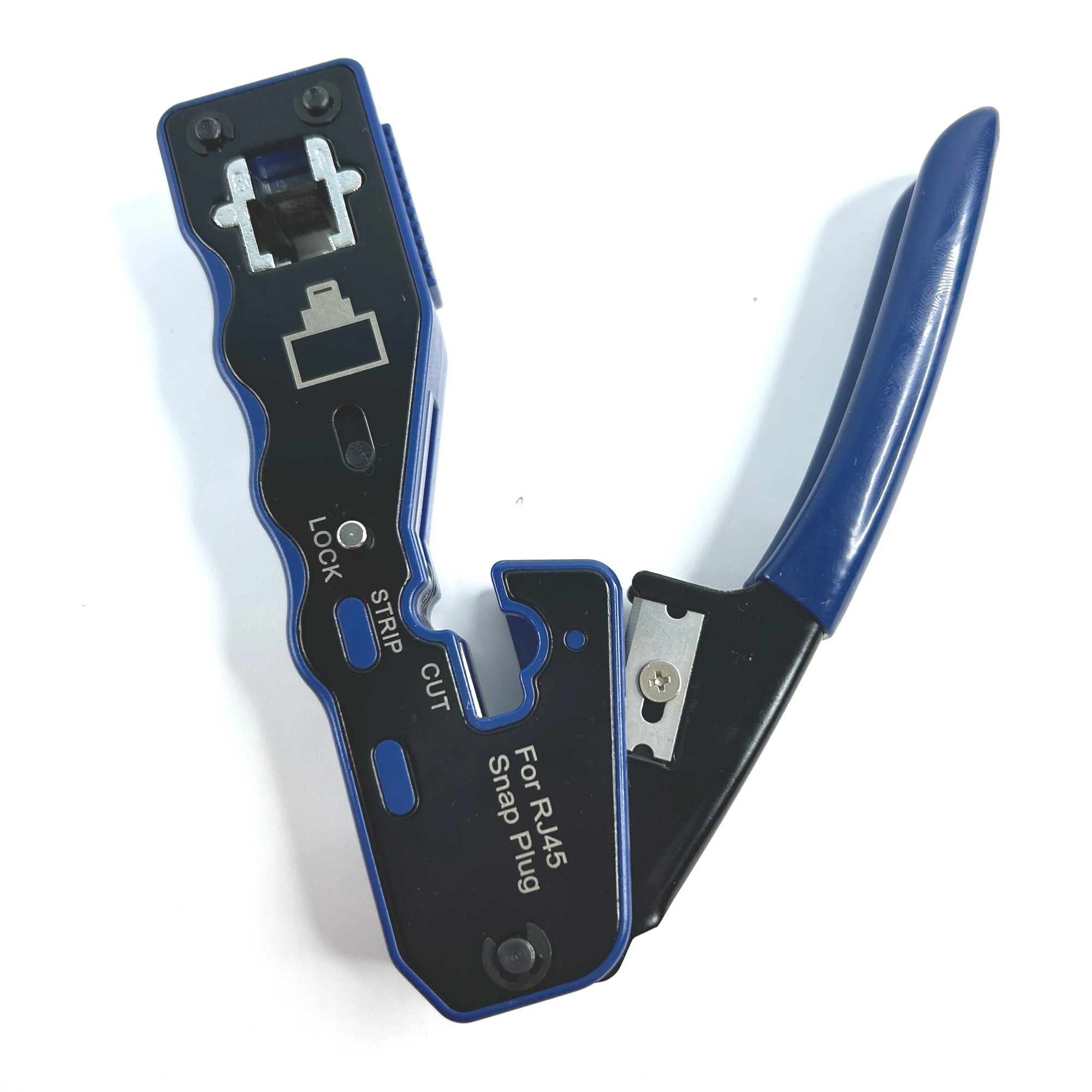 Easy Pass Thru RJ45 Crimper RJ45 Network Crimping Tools Cable Tools with Wire Cutter Stripper for 8Pin RJ45 Connector Cat6 Cat5e