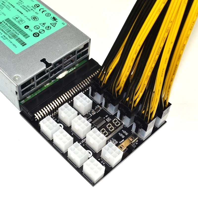  Коммутационная плата 6-контактного сервера PCI-E PCIe 17 шт. блок питания 12 В для майнинга биткоинов HP 1200 Вт/1000 Вт/750