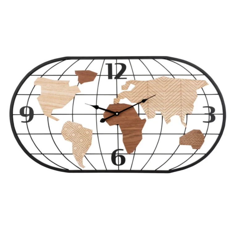 clock world  map interior factory price wooden wall clock home decor for sale