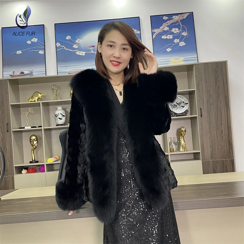 Wholesale Women Fashion Natural Mink Fur Coat Winter Warm Mink Coats For Women With Genuine Mink Fur